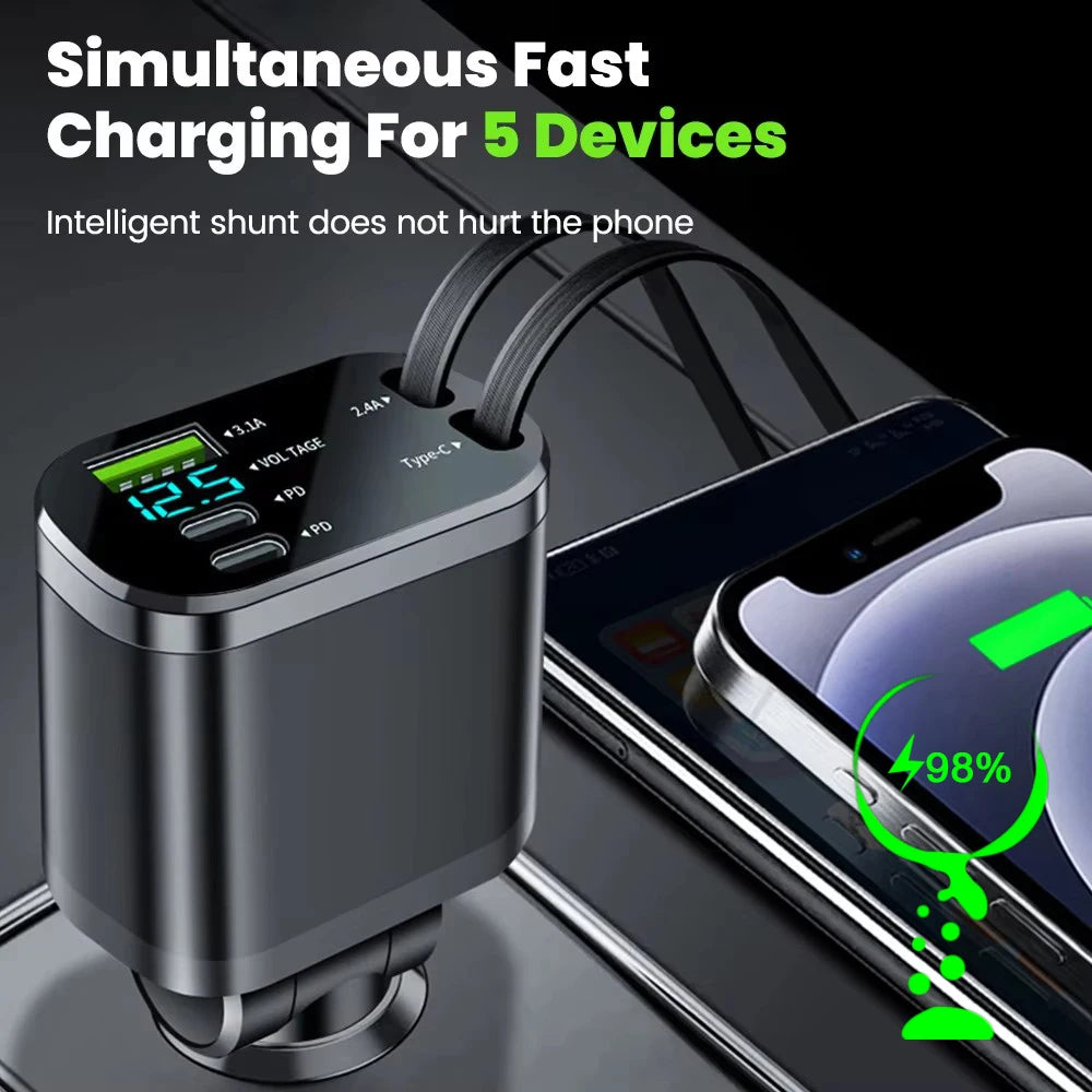 QuickCharge Pro Retractable Car Charger