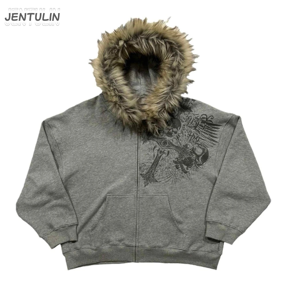 Retro Zip-Up Loose Street Hoodie