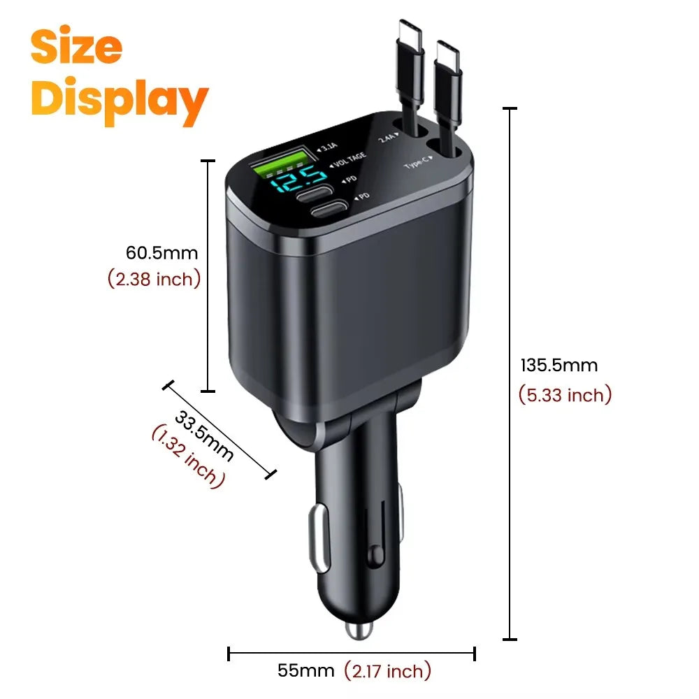QuickCharge Pro Retractable Car Charger