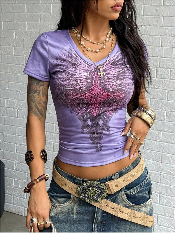 Gothic Graphic V-Neck Street Tee